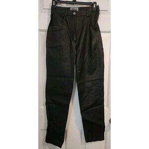 Vintage Forenza Black Leather Pants High Rise Straight Leg Size 6